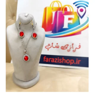 نیم ست نگین شرابی